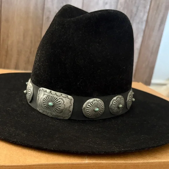 Double D Ranch Badlands rancher hat turquoise silver concho black - Picture 5 of 10